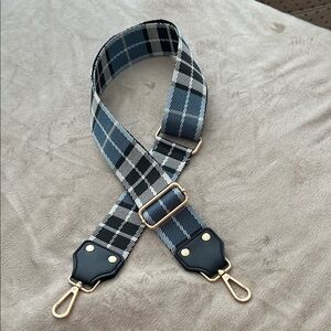 Plaid Adjustable Strap with Gold Hardware